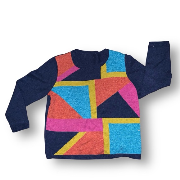 v i n t a g e :: Bold Artsy Slouchy Geometric Knit Sweater - Picture 5 of 9